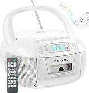 Cassette Tape Player, CD Cassette Player with Remote Control, AM/FM Radio, Bluetooth Connecting, HD Display, Stereo Dual Speakers, 2 Ways for Charging, Music Centre, CD Player Boombox