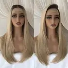 Ombre Blonde 13x6 Lace Front Glueless Wig Pre Plucked Synthetic Lace Wigs for...