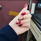 French Fake Nails Red Five-pointed Star False Nails Full Cover Press _we