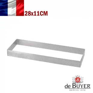 法國【de Buyer】畢耶烘焙『法芙娜不鏽鋼氣孔塔模系列』長方形塔模28x11cm(六人份)