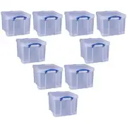 Really Useful Box 32 Liter Storage Container w/Snap Lock Handles, 9 Pack, Clear