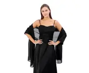 puluofuh Solid Color Thin Chiffon Evening Dress Shawl Bride Bridesmaid Wedding Dress Cheongsam Party Shawl Scarf-Black