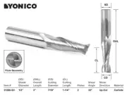 7/16" Dia. Upcut Spiral End Mill CNC Router Bit - 1/2" Shank - Yonico 31260-SC
