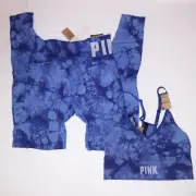 Victoria Secret PINK Set Tight Leggings Sports Bra XS Blue Tie Dye High Waist