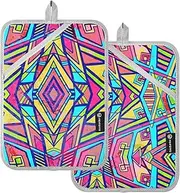 Pot Holder for Kitchen Heat Resistant Colorful Vintage Boho Floral Patterns Potholders with Pocket Hot Pot Holder Oven Mitts 2 Pack