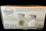 Mason jar salt & pepper shakers - 4 oz. shakers with lid and handles, NIB