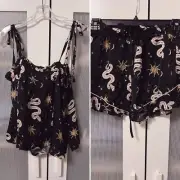NWT Cleobella Sleepwear Set Celestial Intimates Black Size M