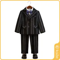 在飛比找蝦皮購物優惠-[男孩套裝] 1-8歲嬰兒服裝⚡️英倫黑色條紋西裝外套  週