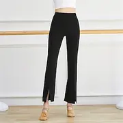 Women's Split-Hem Straight Micro-Flare Dance Pants – High-Waist Practice Trousers for Latin, Classical Technique Training