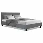 New Bed Frame Double Size Base Mattress Platform Fabric Wooden Grey NEO