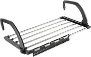 WeiLaiKeQi Balcony Railing Clothes Drying Rack Foldable Adjustable Tumble Dryer for Window Guardrail Bathroom Over Door and Indoor Outdoor, Black