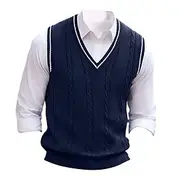 Men's Sweater Vest Dress Sweater Pullover Sweater Jumper Knit Sweater Ribbed Cable Knit Regular Tops Knitted Plain V Neck Keep Warm Modern Contemporary Daily W