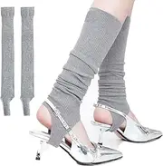 [DSAoTeng] Thin Ballet Leg Warmers for Women - Summer Y2k Open Toe Knit Leg Sleeve, Stretch Calf Warmers, Soft Sunscreen Crochet Knee High Socks for Yoga Party Daily Wear 1 Pair