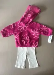 Carter’s Baby Girls 3 Mos TWO Piece Outfit~Fleece Top/Flare Pants, New With Tags