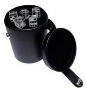 16mm Pearlized Olympic Silver Tone Dice + Deluxe Dice Cup w/Storage Compartment
