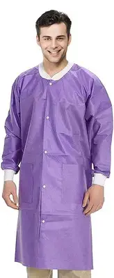 Disposable Lab Coat XX-Large Pack of 50 Purple 45gsm Painting Lab Coat