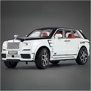 Die-cast 1:24 for Rolls Royce Cullinan Mansory Car Model Alloy Body Rubber Tires SUV Models Simulation Sound Light Vehicle Miniature Vehicle(White)