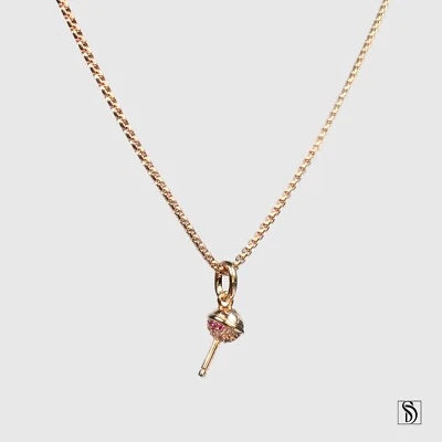 Rose Gold Lollipop Gemstone Necklace - Sweet Candy Treat Colorful Playful Charm