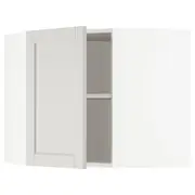 METOD corner wall cabinet with shelves, white/Lerhyttan light grey, 68x37x60 cm