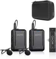 Movo EDGE-DI-DUO Wireless Lavalier Microphone System for iPhone, Lightning, iOS