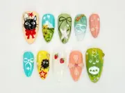 Studio Ghibli-Inspired Press On Nails Totoro and Kiki Nail Art Kawaii Anime 3D