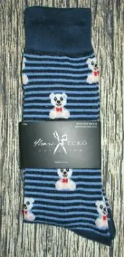 MENS MARC ECKO STRIPED TEDDY BEAR BLUE CREW SOCKS (SHOE SIZE 6-12)