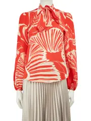 Red Psychedelic Shell Moss Blouse