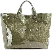 [Generic] Stellaya PVC Large Kraft Paper Tote Bag, Stellaya Women's Letters Print Tote Bag