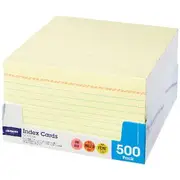 J.Burrows Index Cards Ruled 127 x 76mm Yellow 500 Pack
