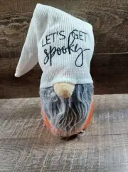 Halloween Gnome Weighted Plush Let's Get Spooky White & Orange 20" to tip of hat