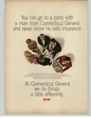 1966 Connecticut General Life Insurance Vintage Print Ad Dinner Party Guests Pic