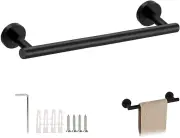 Towel Rail Wall Mounted Matt Black Stainless Steel Towel Rail 40 cm/16 i h Hand Towel Holder Single Towel Bar Rail Rack Screws Mounting Dish Cloths Hange