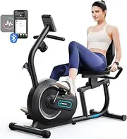 [Merach] Recumbent Exercise Bike for Home, Spin Bike Stationary Bike with Smart Bluetooth and Exclusive App Connectivity Stepper, LCD, Heart Rate Handle,Elliptical Cross Trainer Magnetic Recumbent Bikes