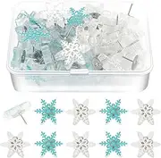 [Worutuk] 30 Pcs Christmas Snowflake Push Pins, Xmas Thumb Tacks Decorative Cork Board Tacks Exquisite Pushpins for Home Office Wall Winter Christmas Decor