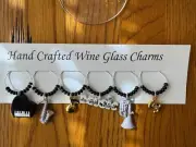 "MUSIC'' SET OF 6 HAND CRAFTED wine glass drink markers
