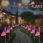 4th of July Decorations Outdoor Solar Lights, 12 Pack Red White and Blue Star...