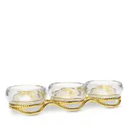 Nambe Braid Gold Glass Triple Condiment Server