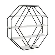 31" Wall Shelf Octagon Shaped White/Black