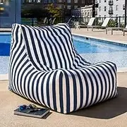 Floating Bean Bag For Pool Outdoor Waterproof Bean Bag Lounge Chair Weather Resistant Patio And Poolside Lounge Seating With Memory Foam Headrest Waterproof Swim Pool Floats Beanbag Chair(Navy blue st