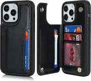 Cavor for iPhone 14 Pro Max Case Vertical Flip Cover for iPhone14 Pro Max Wallet Cases PU Leather Kickstand with Card Slots Holder Magnetic Clasp Protective Phone Cover for Women Men-Black