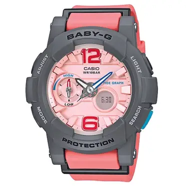 BABY-G 極限運動女孩衝浪板造型概念錶 - 粉橘色x粉面/44mm (BGA-180-4B2)