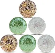 6pcs Glass Mosaic Sphere Decorative Balls 3.35inch for Centerpiece Bowl Decor Glass Orbs Vases Fillers Dining Table Tray Mixed Color