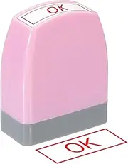 uxcell OK Notice Stamp Self Inking, Red Ink Office Stamps Pre Inked Message Stamp Refillable Business Stamp, Pink