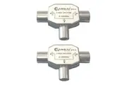 2x TV FM Radio 2 Way Antenna Splitter Coax RG59 Adapter Male Plug to 2 Female