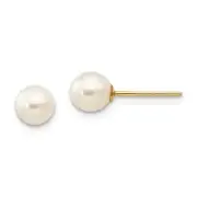 14K Yellow Gold 5mm FWC Pearl Button Stud Earrings Madi K Children's Jewelry