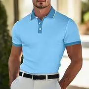 Men's Plain Golf Shirt Short Sleeve Polo Shirts Lapel Casual Business Holiday Summer White Red Blue