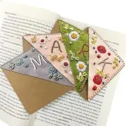 26 Letters Bookmark All Season Book Mark for Reading Spring Summer Fall Winter Corner Bookmarks Personalized Flower Book Marks Embroidered Book Lovers Gifts for Women Girls Cute Funny (J, Spring)