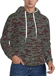 [SAAKE] Programmer Programming Code Print Men Hooded Hoodies Casual Sweatshirt With Pockets Soft Breathable Hoodie, Black, XX-Large
