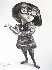 Original Animation Art Pencil Drawing: 'EDNA MODE' (THE INCREDIBLES, PIXAR)