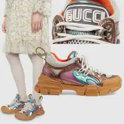 GUCCI SNEAKERS FLASHTREK METALLIC LEATHER SHOES w SEGA LOGO $980 sz 40G US 10